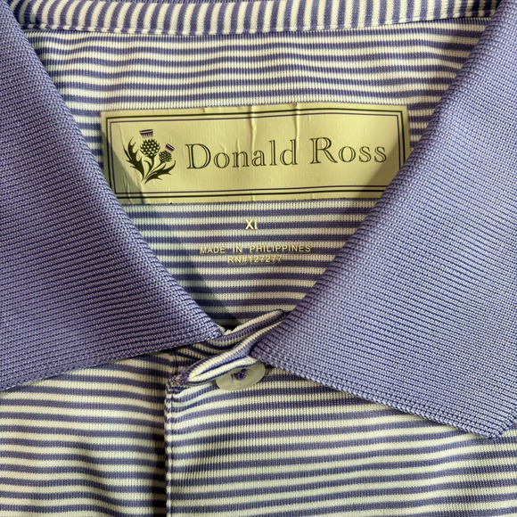 Donald Ross Golf Polo Shirt Men's XL Purple Lavender Striped Short Sleeve Poly - Picture 7 of 11